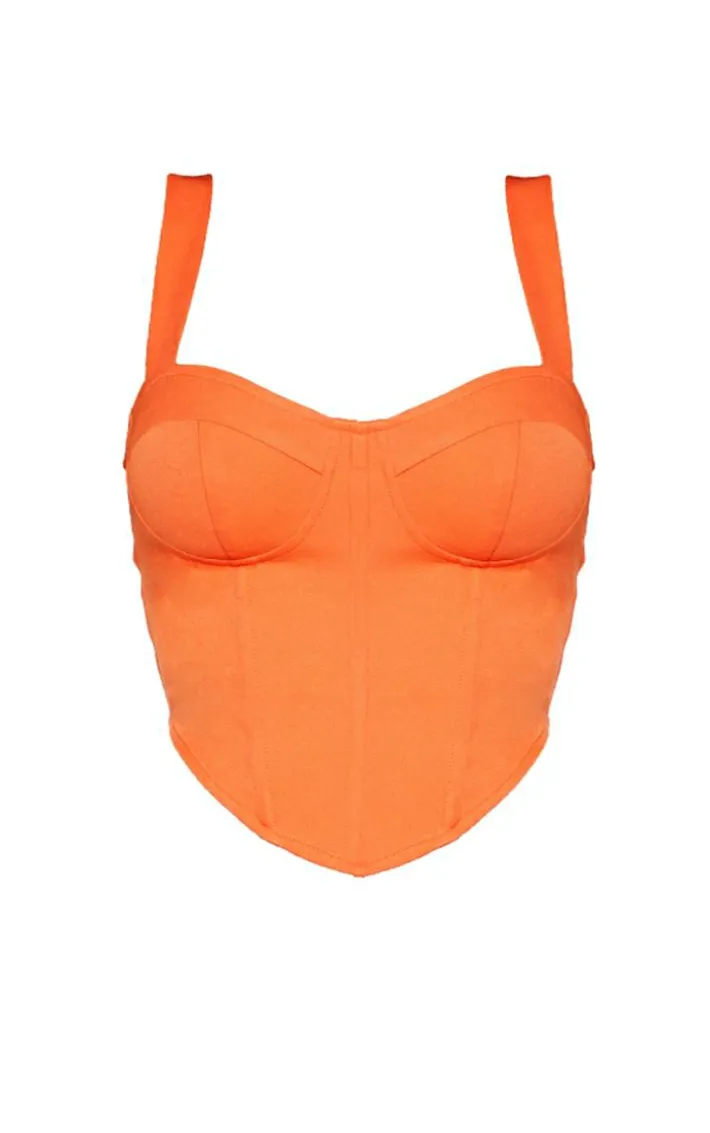 Shape Orange Woven Corset Crop Top