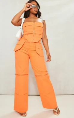 Shape Orange Woven Zip Detail Pants