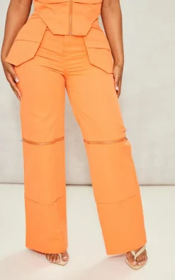 Shape Orange Woven Zip Detail Pants