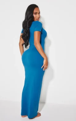 Shape Petrol Blue Sculpted Short Sleeve Maxi Dress
