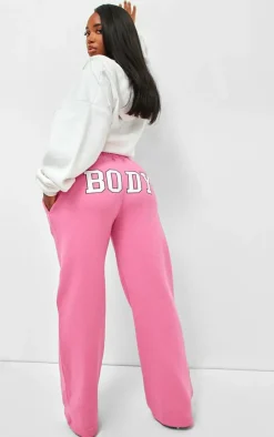 Shape Pink Body Bum Printed Low Rise Wide Leg Sweatpants