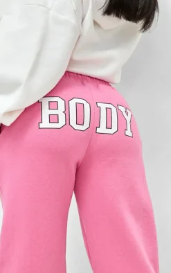 Shape Pink Body Bum Printed Low Rise Wide Leg Sweatpants