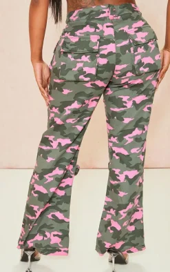 Shape Pink Camo Printed High Waisted Cargo's