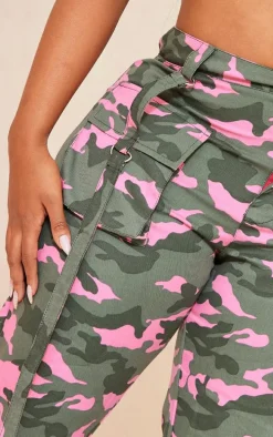 Shape Pink Camo Printed High Waisted Cargo's