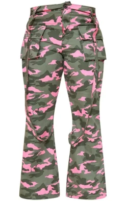 Shape Pink Camo Printed High Waisted Cargo's
