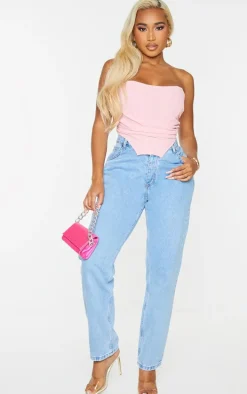 Shape Pink Chiffon Ruched Corset Crop Top