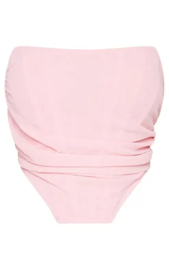Shape Pink Chiffon Ruched Corset Crop Top
