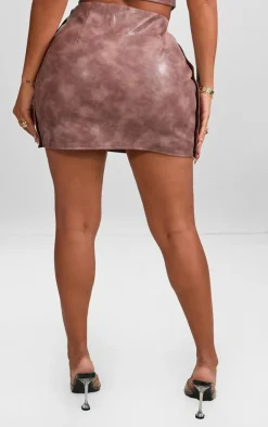 Shape Pink Faux Leather Button Side Mini Skirt