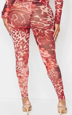 Shape Pink Printed Mesh Tights