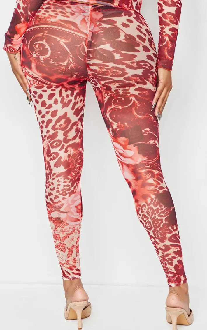 Shape Pink Printed Mesh Tights