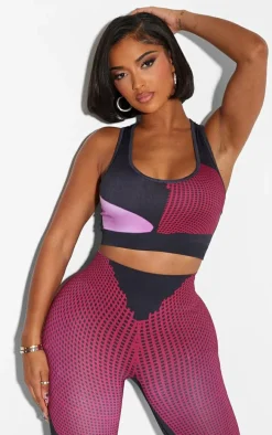 Shape Pink Printed Seamless High Front Crop Top