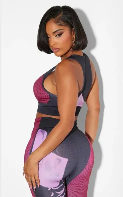 Shape Pink Printed Seamless High Front Crop Top