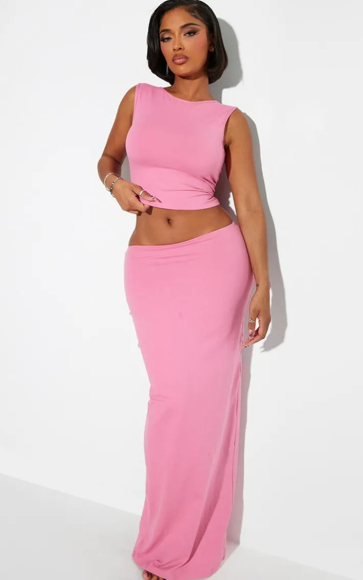 Shape Pink Sculpted Low Rise Maxi Skirt