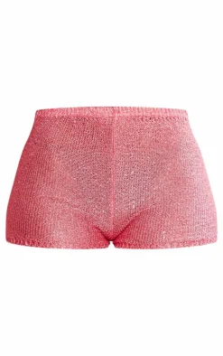 Shape Pink Sequin Knit Low Rise Hot Pants