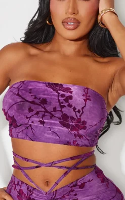 Shape Plum Devore Knot Front Bralet