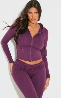 Shape Plum Stretch Sculpted Zip Through Hoodie