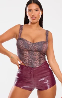 Shape Purple Cracked Vinyl Low Rise Mini Shorts