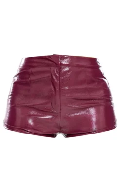 Shape Purple Cracked Vinyl Low Rise Mini Shorts