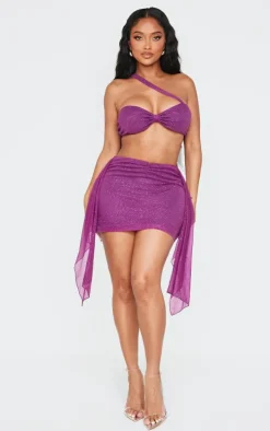 Shape Purple Glitter Asymmetric Bralette