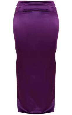Shape Purple Satin Low Rise Maxi Skirt