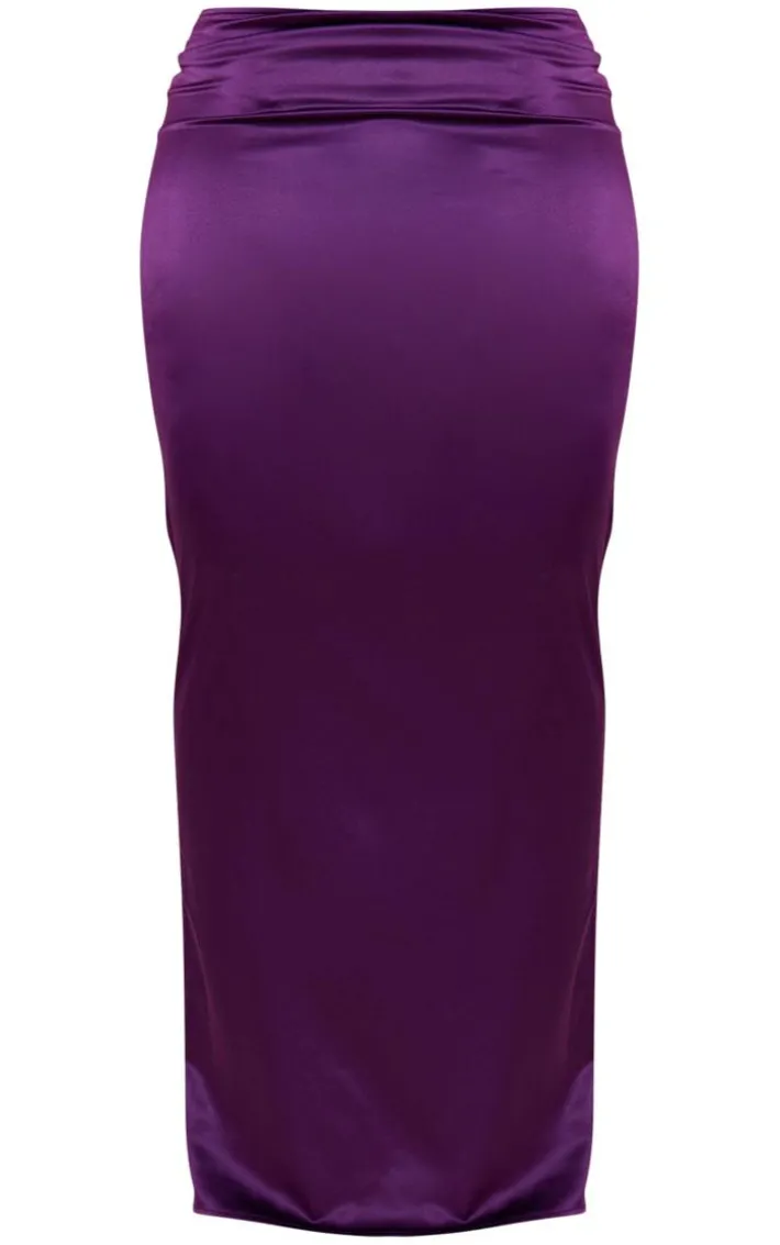 Shape Purple Satin Low Rise Maxi Skirt