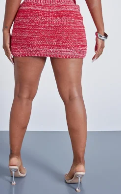 Shape Red Contrast Knit Mini Skirt