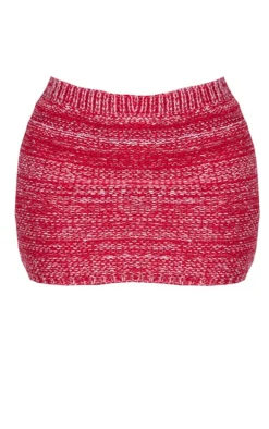 Shape Red Contrast Knit Mini Skirt