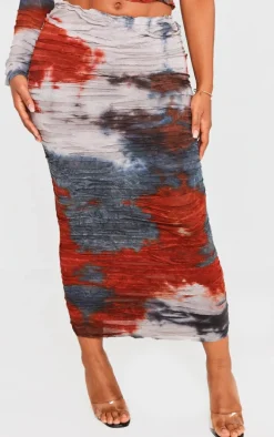 Shape Red Distressed Maxi Skirt