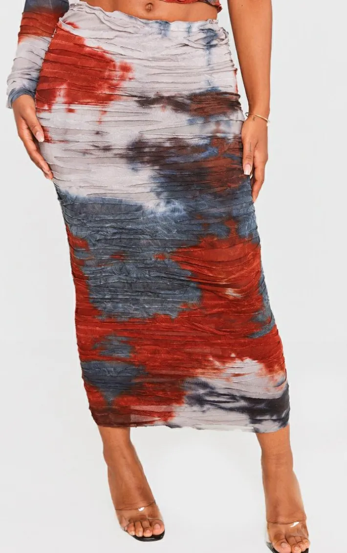 Shape Red Distressed Maxi Skirt