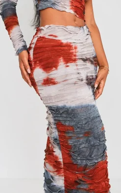 Shape Red Distressed Maxi Skirt