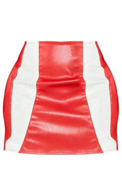 Shape Red Faux Leather Panel Mini Skirt