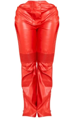 Shape Red Faux Leather Panel Detail Wide Leg Pants