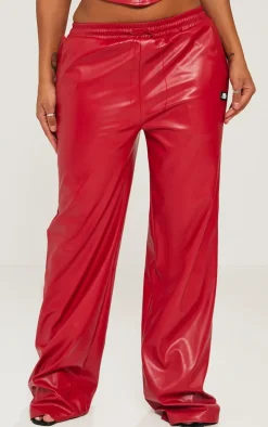 Shape Red Faux Leather Straight Leg Pants