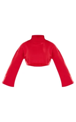 Shape Red High Neck Long Sleeve Sweater
