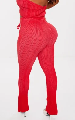 Shape Red Knit Contrast Drawstring Flares