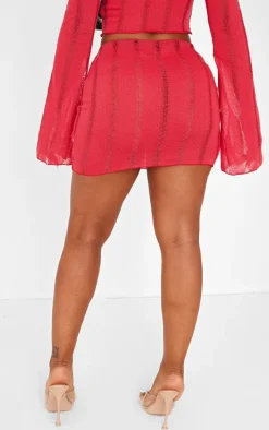 Shape Red Ladder Knit Micro Mini Skirt