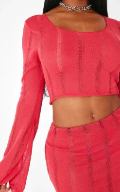 Shape Red Ladder Knit Micro Mini Skirt