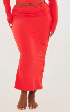 Shape Red Sculpted Maxi Skirt