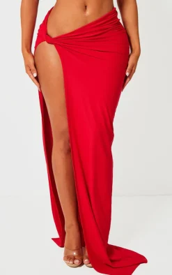 Shape Red Slinky Extreme Knot Maxi Skirt