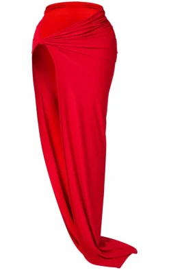 Shape Red Slinky Extreme Knot Maxi Skirt
