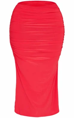 Shape Red Slinky Ruched Midaxi Skirt
