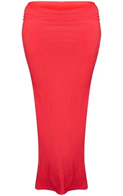 Shape Red Slinky Ruched Side Longline Top