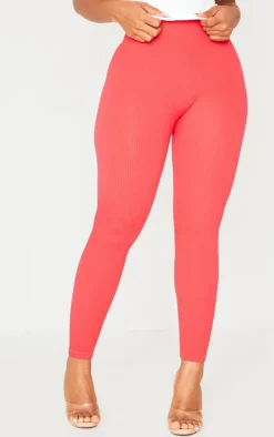 Shape Red Snatched Rib Leggings