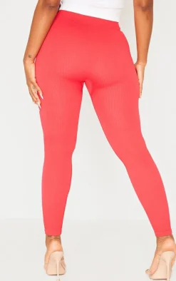 Shape Red Snatched Rib Leggings