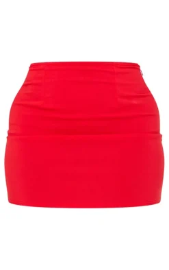 Shape Red Stretch Woven Mini Skirt
