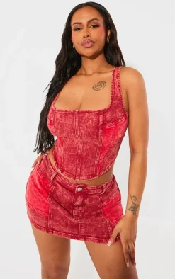 Shape Red Washed Denim Corset
