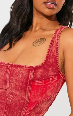 Shape Red Washed Denim Corset