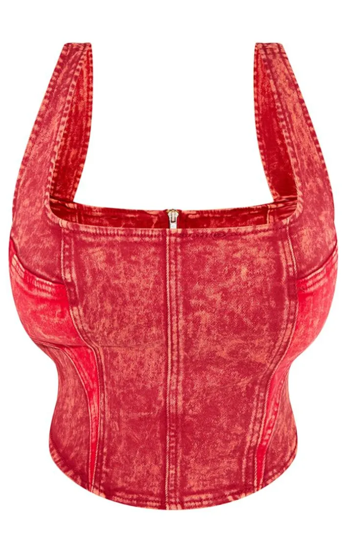 Shape Red Washed Denim Corset