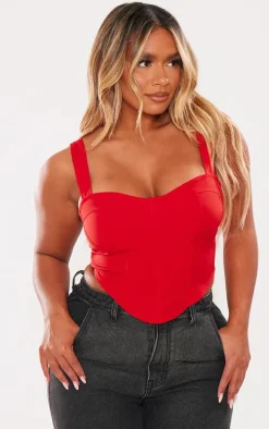 Shape Red Woven Corset Crop Top