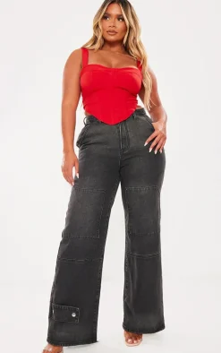 Shape Red Woven Corset Crop Top